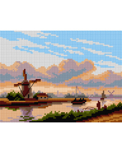Orchidea 3504F naar Lodewijk Johannes Kleijn-Een panoramisch zomerlandschap met schepen 18x24cm - STUK
