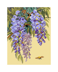 Orchidea 3517J naar Paul de Longpre - Blauweregen en Drie Bumblelees 30x40cm - STUK