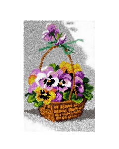 Orchidea 4253 Latch hook kleedpakket Mandje met viooltjes 50x74,5cm - STUK