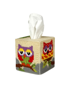 Orchidea 5100 Borduur telpakket kruissteek tissuebox cover Uil 13x12cm - STUK
