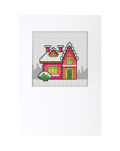 Orchidea 6311 Kruissteek borduurpakket Winterhuis 10,5x15cm - STUK