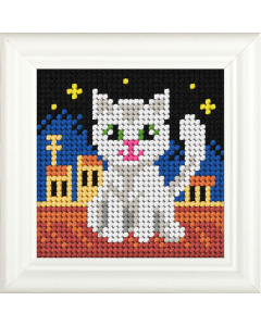 Orchidea 6714 Voorbedrukt borduurpakket  Kat 11x11 cm - STUK