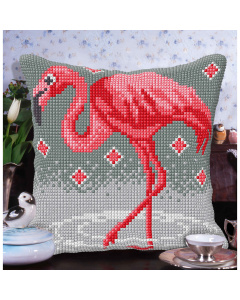 Orchidea 9062 Voorbedrukt kruissteek kussenpakket Flamingo 40x40cm - STUK