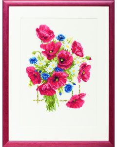 Pako 237.100 Borduurpakket telpatroon aïda Klaprozen  43 x 35 cm - STUK