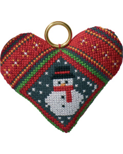 Permin 01-1299 kerstornament 9 x 8 cm dessin sneeuwpop - STUK