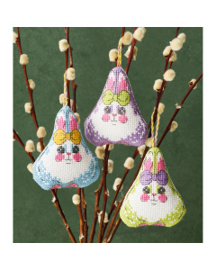 Permin 01-3446 Paashaas met strik 3 stuks 6x7cm - STUK