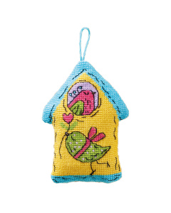 Permin 01-4103 Vogelhuisje geel 7x9cm - STUK