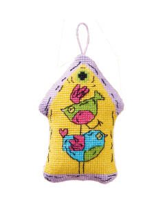 Permin 01-4104 Vogelhuisje geel 7x9cm - STUK