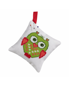 Permin 03-7395 Kussenpakket Groen uil 12x12cm  - STUK
