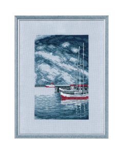 Permin 12-0165 Borduurpakket Pier en boten 26x35 cm - STUK