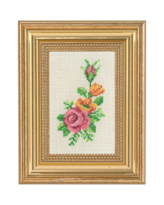 Permin 13-1135 Borduurpakket Rose & gele bloemen 9x14 cm - STUK