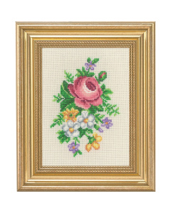 Permin 13-1137 Borduurpakket Rose & witte bloemen 9x14 cm - STUK