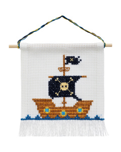 Permin 13-2718 Borduurpakket Piratenschip 16x18cm - STUK