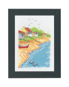 Permin 13-3159 Borduurpakket Strandhuisjes 18x13cm - STUK