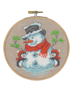 Permin 13-4201 Pinguïns & sneeuwpop 13 cm rond - STUK