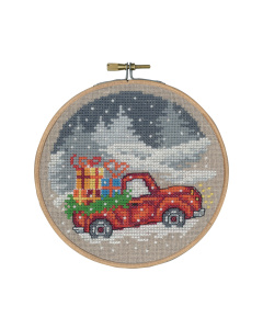 Permin 13-8244 Borduurpakket Rode vrachtwagen 13 cm - STUK