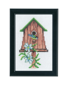 Permin 13-9420 Borduurpakket Vogelhuisje 9x14 cm - STUK