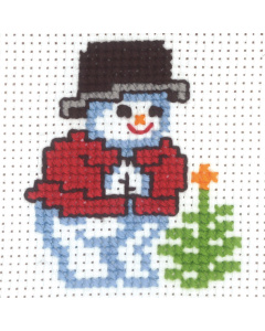 Permin 14-0202 Borduurpakket My First Kit Sneeuwpop met sparren 10x10 cm - STUK