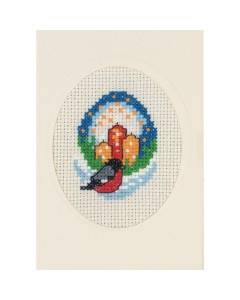 Permin 17-8235 Borduurpakket kerstkaart Licht & goudvink 9x13 cm - STUK