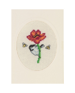 Permin 17-9102 Wenskaart Flower papaver 9x13 cm - STUK
