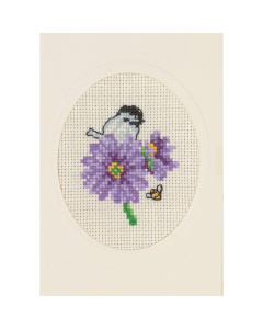 Permin 17-9107 Wenskaart Bloem paars 9x13 cm - STUK