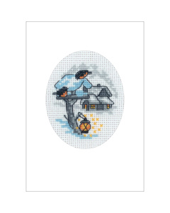 Permin 17-9281 Borduurpakket kerstkaart Vogel  9x13 cm - STUK