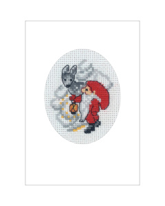Permin 17-9282 Borduurpakket kerstkaart Elf & Eland 9x13 cm - STUK