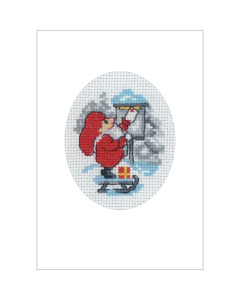 Permin 17-9286 Borduurpakket kerstkaart Elf met post kaart 9x13 cm - STUK