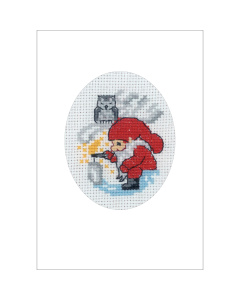 Permin 17-9287 Borduurpakket kerstkaart Elf bliksem 9x13 cm - STUK