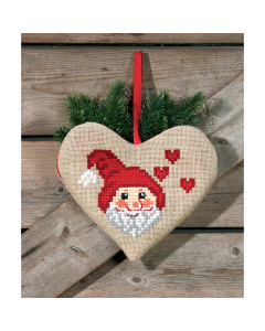 Permin 21-8215 Borduurpakket Kerstman Hart 28x24 cm - STUK