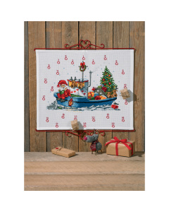 Permin 34-0215 ??Borduurpakket adventskalender Kerstman Boot - STUK