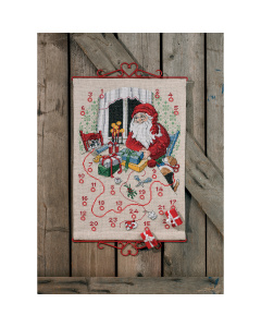 Permin 34-0623 Borduurpakket adventskalender Kat van de kerstman & hond 40x59 cm - STUK