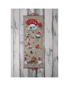 Permin 34-1223 Borduurpakket adventskalender Elven & cadeaus 35x92 cm - STUK