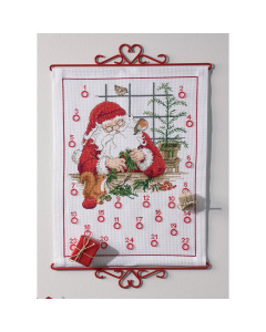 Permin 34-1603 Borduurpakket adventskalender Kerstman 35x45 cm - STUK