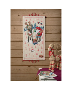 Permin 34-1610 Borduurpakket adventskalender Kerstman 35x67 cm - STUK