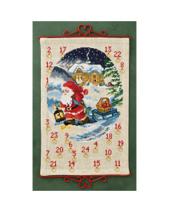 Permin 34-4214 Kerstman met mand met appels 35x55cm - STUK