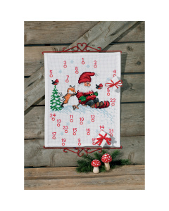 Permin 34-8284 Borduurpakket adventskalender Skiën elf 40x50 cm - STUK
