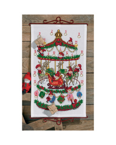 Permin 34-9220 Borduurpakket adventskalender autoousel 35x58 cm - STUK