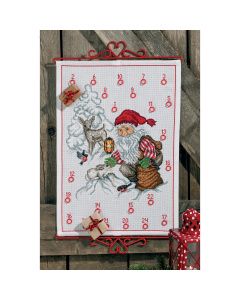 Permin 34-9222 Borduurpakket adventskalender Kerstman 35x51 cm - STUK