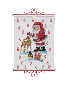 Permin 34-9590 Borduurpakket adventskalender Kerstman 32x43 cm - STUK