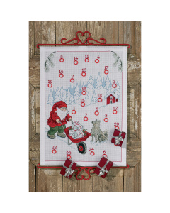 Permin 34-9654 Borduurpakket adventskalender Kerstman 32x43 cm - STUK