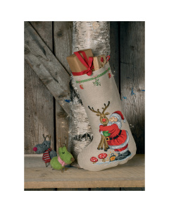 Permin 41-0231 Borduurpakket Kerstman & Rudolf 29x44 cm - STUK