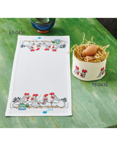 Permin 63-0436 Borduurpakket Kippen 65x27cm - STUK