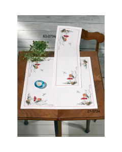 Permin 63-0734 Borduurpakket tafelloper Roodborstje 23x67 cm - STUK