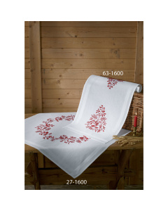 Permin 63-1600 Borduurpakket voorbedrukt Kerst in rood 40x80 cm - STUK