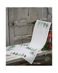Permin 63-1602 Borduurpakket tafelloper Kerstbomen 28x74 cm - STUK
