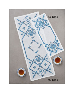 Permin 63-1851 Borduurpakket Hardanger blauw 27x69cm - STUK