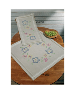 Permin 63-9710 Borduurpakket voorbedrukt Blomster Naiv 40x80 cm - STUK