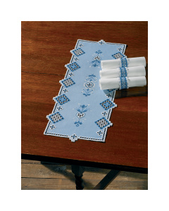 Permin 63-9791 Borduurpakket Hardanger blauw 29x67 cm - STUK