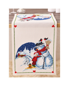 Permin 68-4207 Sneeuwpop krijgt een knuffel 36x83cm - STUK